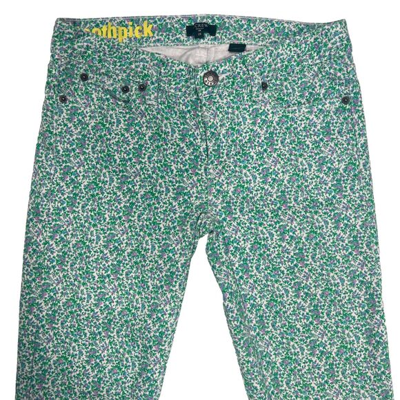 J.Crew Green/Purple Floral Toothpick Skinny Stretch Jeans Women's Size 25 - Picture 3 of 9